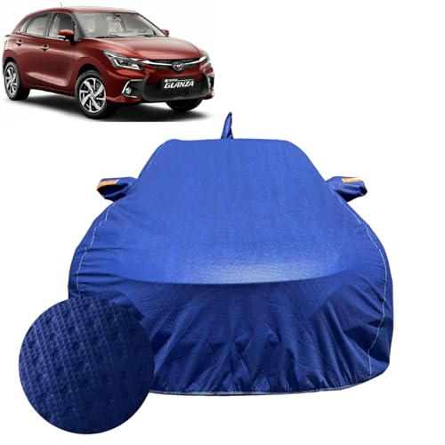 Image of Car Cover for Toyota Glanza (2022-2026) | 100% Waterproof Cover with Antenna & Reflective Mirror Pockets | Dustproof, Scratchproof, Heatproof Glanza Car Cover |Soft Cotton Lining| Blue