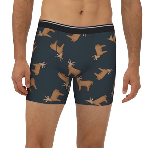 Minimalist Cute Goat Cartoon Mens Extended Underwear Length Boxer Briefs Comfort Breathable Underwear For Men3
