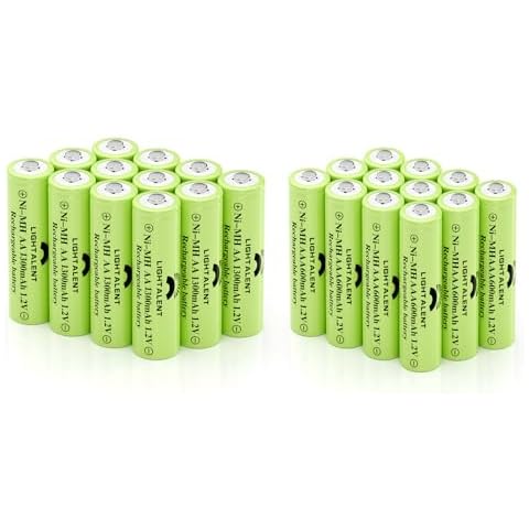 Lightalent Ni-MH AA Rechargeable Batterie 1300mAh 12pack + Ni-MH AAA Rechargeable Batterie 600mAh 12pack Cover