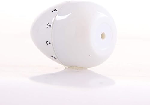 Miniatura 2 de SagaSave Mini temporizador de cocina con forma de huevo mecánico giratorio temporizador de cocción 60 minutos para cocinar aprendizaje blanco