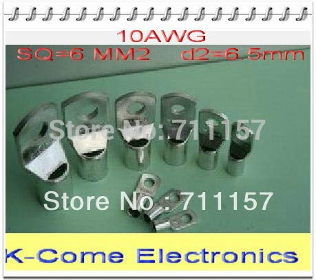 Udith SC6-6 Copper Cable Lugs For 10AWG With Mounting Hole 6.5 mmTerminals Connectors Connecting Tinned Lug