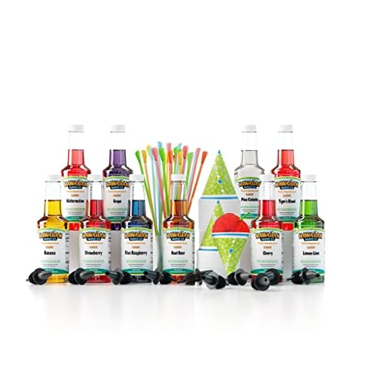 Hawaiian Shaved Ice Syrup 10 Pack with Accessories