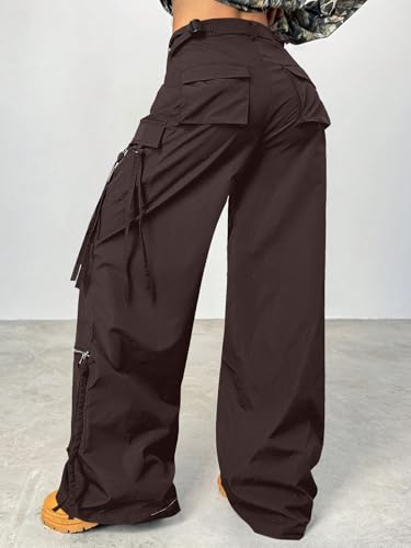 Image of GRECIILOOKS Cargo Pants for Woman | Trousers for Womans |High Waist Cotton Trouser Flared Parachute Pants with Side Pockets |Womens Cargo Pant | Elegant for College & Events (Available in Plus Size)