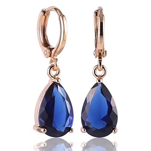 Boucles d'oreilles pendantes plaquées or avec pendant goutte d'eau en oxyde de zirconium