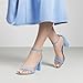 DREAM PAIRS Women's Chunk Low Heel Pump Sandals,Size 8,Baby/Blue/Suede,CHUNK