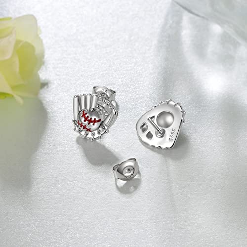 Svodea Baseball Gloves Earrings For Women,925 Sterling Silver Baseball Stud Earrings,Sports Jewelry Gifts For Girls Daughter Granddaughter Niece #TOP3