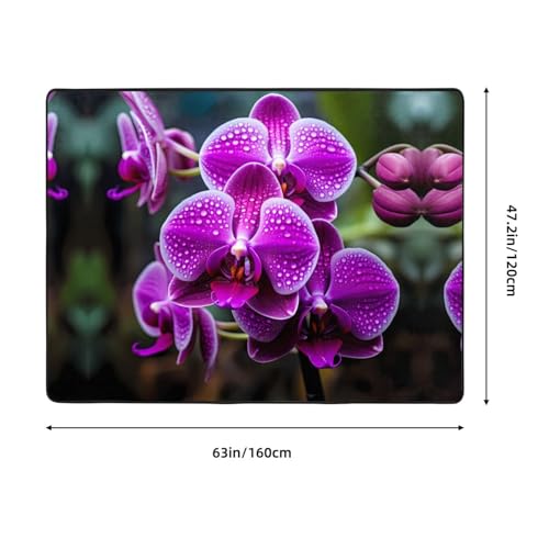Tapis orchidée antidérapant grand format salon rectangulaire - 4