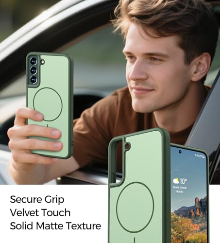 Rayboen for Samsung Galaxy S22 Plus Case Magnetic, [Compatible with Magsafe] Frosted Skin-Feel Solid Dual-Tone Panel with Soft Edge, Protective Slim Fit Phone Cover for Galaxy S22+ 5G, Matte Green by Rayboen - Used condition - Image 7