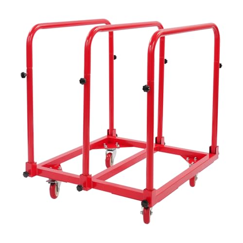 Heavy Duty Hand Truck Dolly with 4 Swivel Casters, 1400 lbs Capacity Panel Cart for Moving,Industrial Hand Cart for Plywood, Drywall, Mattress, Tools, Warehouse, Factory, Workshop (Red)