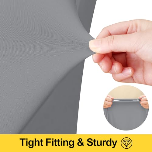 Image of Smiry 2 Pack Spandex Elastic Fitted Table Cloth Skirt for 6FT Table | Stretch Washable Table Cloth, Banquet Table Cover for Wedding, Party, Indoor & Trade Shows, (Grey, 72Lx30Wx30H)