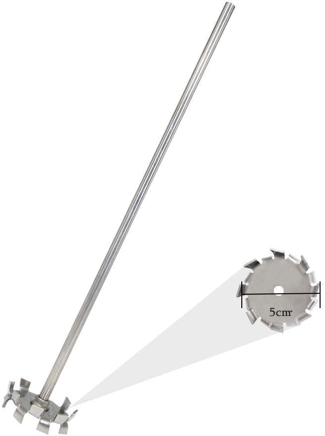 304 Stainless Steel Dispersing Disc Paddle Impeller Dispersing Machine Blade (5cm Disc with 7X300mm Rod)