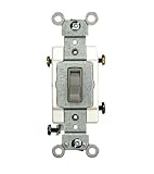 Leviton 54503-2GY 15 Amp, 120/277 Volt, Toggle Framed 3-Way AC Quiet Switch, Commercial Grade, Grounding, Gray