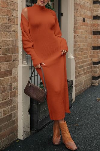 PRETTYGARDEN Women's Fall 2 Piece Outfits Knit Long Sleeve Cropped Cardigan Pullover Sweater Maxi Dress Sets Winter Clothing