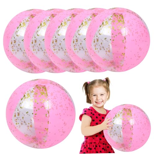 Balles de plage gonflables 24 pouces avec confettis jouet piscine été lot de 6