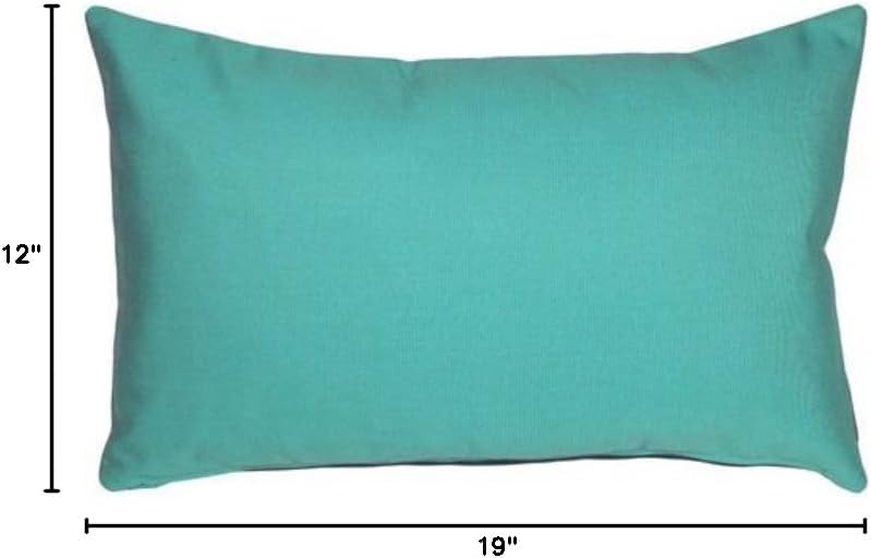 Pillow Decor Sunbrella Indoor Outdoor Throw Pillows 12"x20" Rectangular (2-Pack) (Aruba Turquoise)