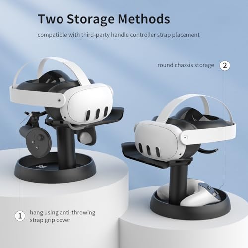 AMVR Stand Holder Compatible with Meta Quest 3s/Quest 3/Quest 2/Pico 4/Vision Pro/for PSVR 2 - Universal VR Headset Display Dock, Stable Bracket Storage Round Base, Mount Install Easy - Image 4