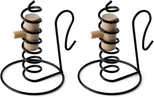 Spiral Candle Holder Set of 2, Primitive Courting Reproduction for Taper Candles, 6 inches Sturdy Iron with Removable Turner