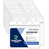 Horizontal Badge Holder, Extra Thick ID Card Name Badge Holder, Name tag Holder with Waterproof Type Resealable Zip (100 Pcs)