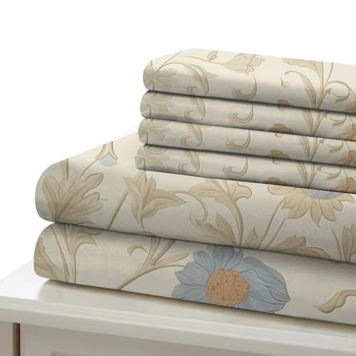Parure de lit microfibre motif floral King 220x240cm vintage 3D - 7