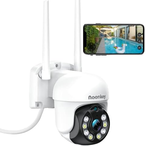 Noonkey 3MP 2K Security Camera Outdoor, 360°Waterproof, 24/7 Recording, Full Color Night Vision, Motion Detection and Siren, Auto Tracking, Wireless WiFi IP Surveillance Cameras for Home Security Cover