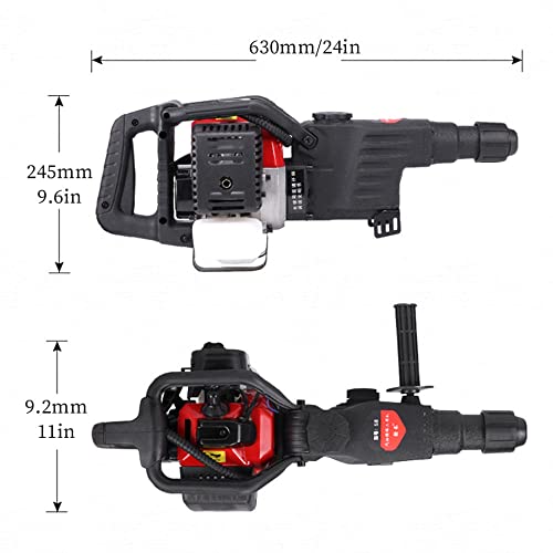 3 in 1 32 ccm 4-Takt Benzinbetriebener Abbruchhammer Betonhammer, Hochleistungshammer 5 Meißelbit & 360° schwenkbarer Vordergriff zum Graben, Absplittern, Bohren von Löchern – Bild 8