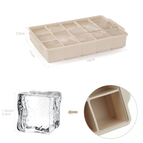 JOPHEK Stampo 30 Cubetti Ghiaccio Silicone, 2 Pezzi Quadrati Grandi 3,5cm per Cocktail, Whisky, Vino, Frutta, Puree di Frutta, Gelati - immagine 3