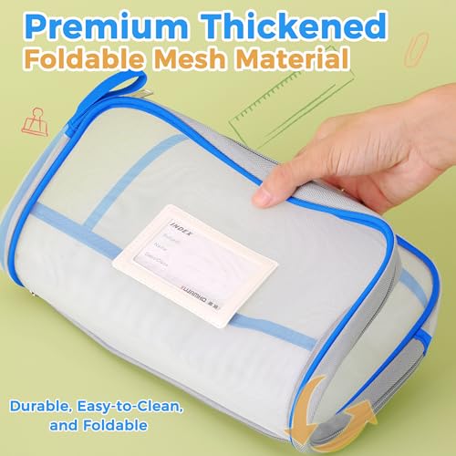 A4 Dokumententasche, Reisetasche aus Netzstoff, Datei Taschen, mit Reißverschluss, Nylon, besonders leicht, für Büro, Studenten, Reisen, Blau