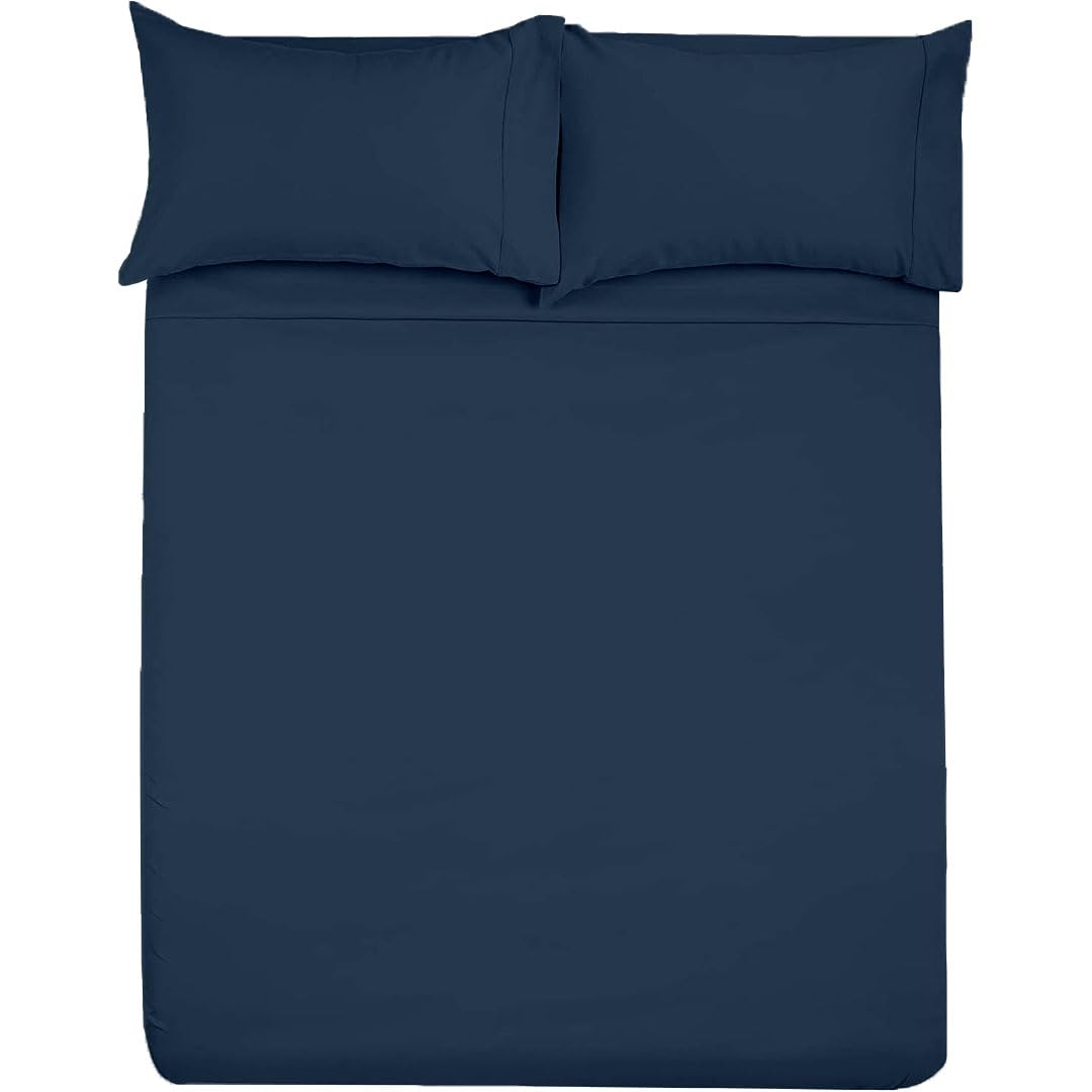 SlumberWell 4 Piece Luxury Soft Microfiber Fitted Bed Sheet Set for Campers, 8 to 12 Inch Deep Pocket, RV Three Quarter 48 x 75 3/4 Full Bunk, Navy Blue