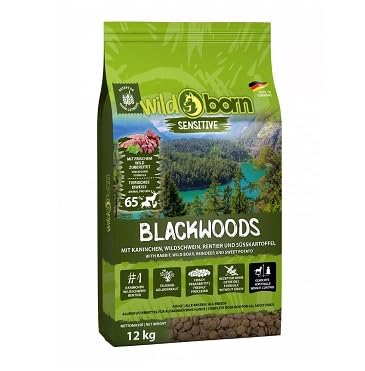 Wildborn Blackwoods 12 kg | getreidefreies Hundefutter mit frischem Wild (Kaninchen, Wildschwein, Rentier) und Süßkartoffel