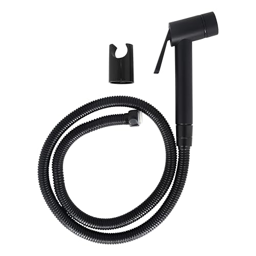 Image of SAM Trona Health Faucet Set Water Saving Health Faucet 1 Meter Flexible Hose and Wall Mount for Toilet Black| Jet Spray