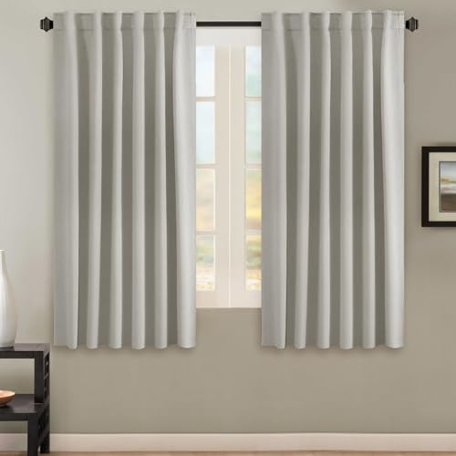 Image of H.VERSAILTEX Blackout Curtains Thermal Insulated Window Treatment Panels Room Darkening Blackout Drapes for Living Room Back Tab /Rod Pocket Bedroom Draperies, 52 x 63 Inch, Ivory /Cream, 2 Panels