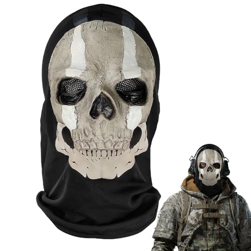 KUWUNG Ghost Mask Scary Of Duty Skull Masks Skeleton MW2 Ghost Face Ghostface Masks Halloween Mask Costume Props For Adult Cosplay Masquerade