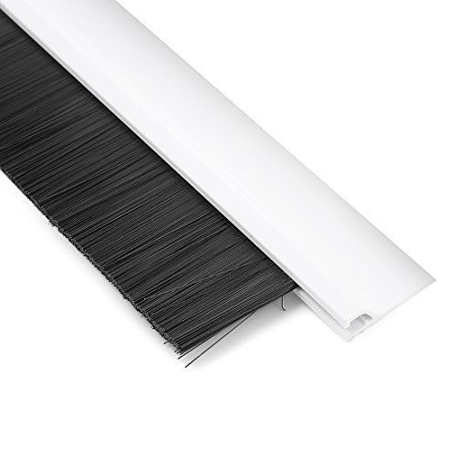 Uxcell Self-Adhesive Door Bottom Sweep White Plastic W 1.2-Inch Black Pvc Soft Brush 39-Inch X 2.1-Inch #TOP4