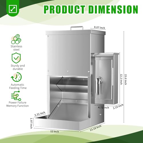 Chipak 16L Large Automatic Dog Feeder with Timer, Stainless Steel Pet Food Dispenser W/Programmable Feeding Schedule for Large Breed Dogs or Cats - Image 5