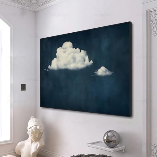 Décoration murale pour salon : affiche abstraite nuages bleus AEFOUU