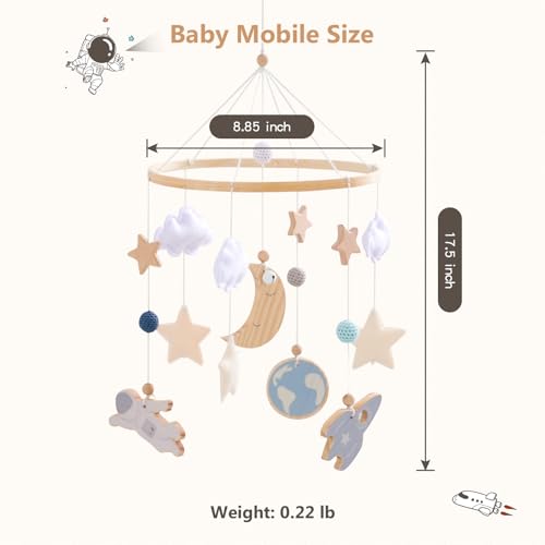 image for JETM·HH Baby Crib Mobile | Crib Accessories Space Nursery Mobile Wood
