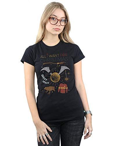Image of Harry Potter Women's All I Want For Christmas T-Shirt Black X-Large