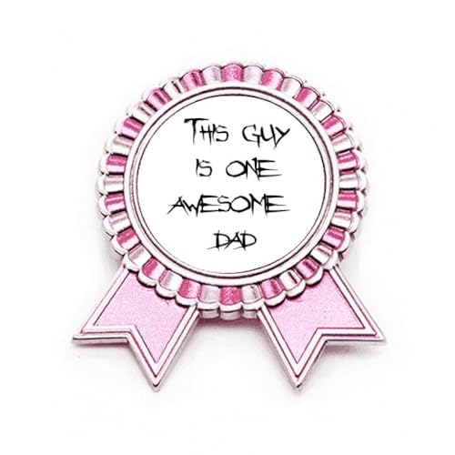 Broche Awesome Dad en métal rose M pour la Fête des Pères