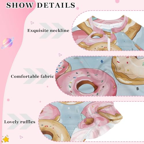 Girls One Piece Swimsuits Long Sleeve Swimsuit Zipper Bathing Suits Doughnut Sweet Blue3