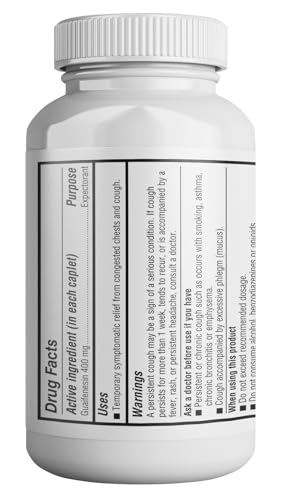 Image of HEALTH LFE Mucus Relief Guaifenesin Caplets 400 mg, Immediate Release Fast Acting Expectorant, Thin and Loosens Mucus, Relieves Chest Congestion, Cough, Cold and Flu (Medium, 200 Count) (Pack of 2)