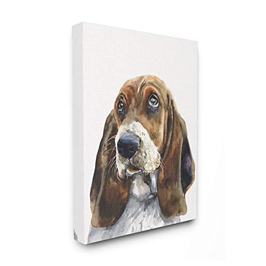 Stupell Industries Basset Hound Dog Pet Animal Watercolor Painting Canvas Wall Art, 16 x 20, Multi-Color