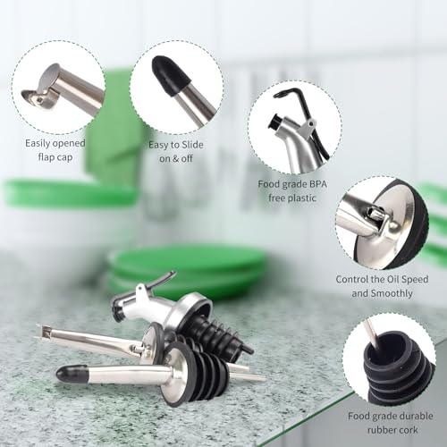 BAKHUK 4 Pack 17oz Olive Oil Dispenser Bottles, 500ml Clear Glass Vinegar Cruet with Pourers and Funnel for Kitchen - Image 6