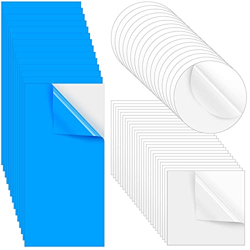 60 Pieces Self-Adhesive PVC Repair Patch Vinyl Pool Liner Patch Boat Repair Vinyl Rubber Vinyl Pool Patch Repair Kit for Swimming Ring Inflatable Cushion, White, Blue, Round, Rectangular, Square Shape