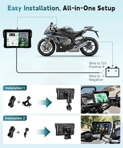 Image of Motorcycle Wirelsss Carplay Android Auto Screen, 5 inch Wireless CarPlay