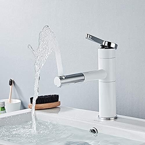 Grifos de cocina Grifos de baño Grifo de lavabo giratorio de cobre Grifo de lavabo Champú Agua caliente fría y alta Blanco y negro, Negro corto, Blanco corto, Grifo
