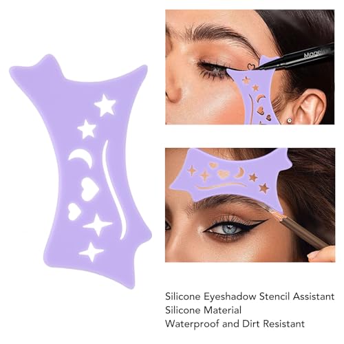 ZJchao Eyeshadow Stencil, Eyeshadow Template Silicone Shaping Tools Cutout Star Moon Heart Pattern Eye Shadow Applicator Makeup Tool Silicone Makeup Applicator for Beauty Accessories (Purple) image 2