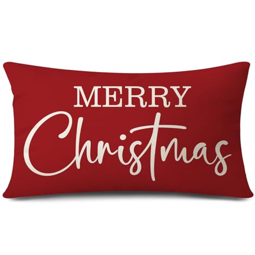 JOTOM 1 Stück Weihnachten Kissenbezug, Merry Christmas...