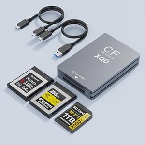 3-in-1 CFexpress Typ B/XQD/SD Kartenleser, USB 3.2 Gen 2 10Gbps CFexpress Typ B Kartenleser mit Dual Slot Kompatibel mit Sony G/M Serie/Lexar/CF Express Typ B für Windows/Mac OS/Linux