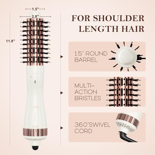 Image of 1.5 Inch Barrel Dual Voltage Round Brush Blow Dryer for Should Length Hair