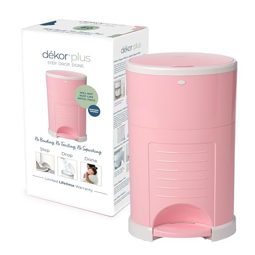 Image of Diaper Dekor Plus Hands-Free Diaper Pail | Soft Pink | Easiest to Use | Just Step – Drop – Done | Doesn’t Absorb Odors | 20 Second Bag Change | Most Economical Refill System |Great for Cloth Diapers